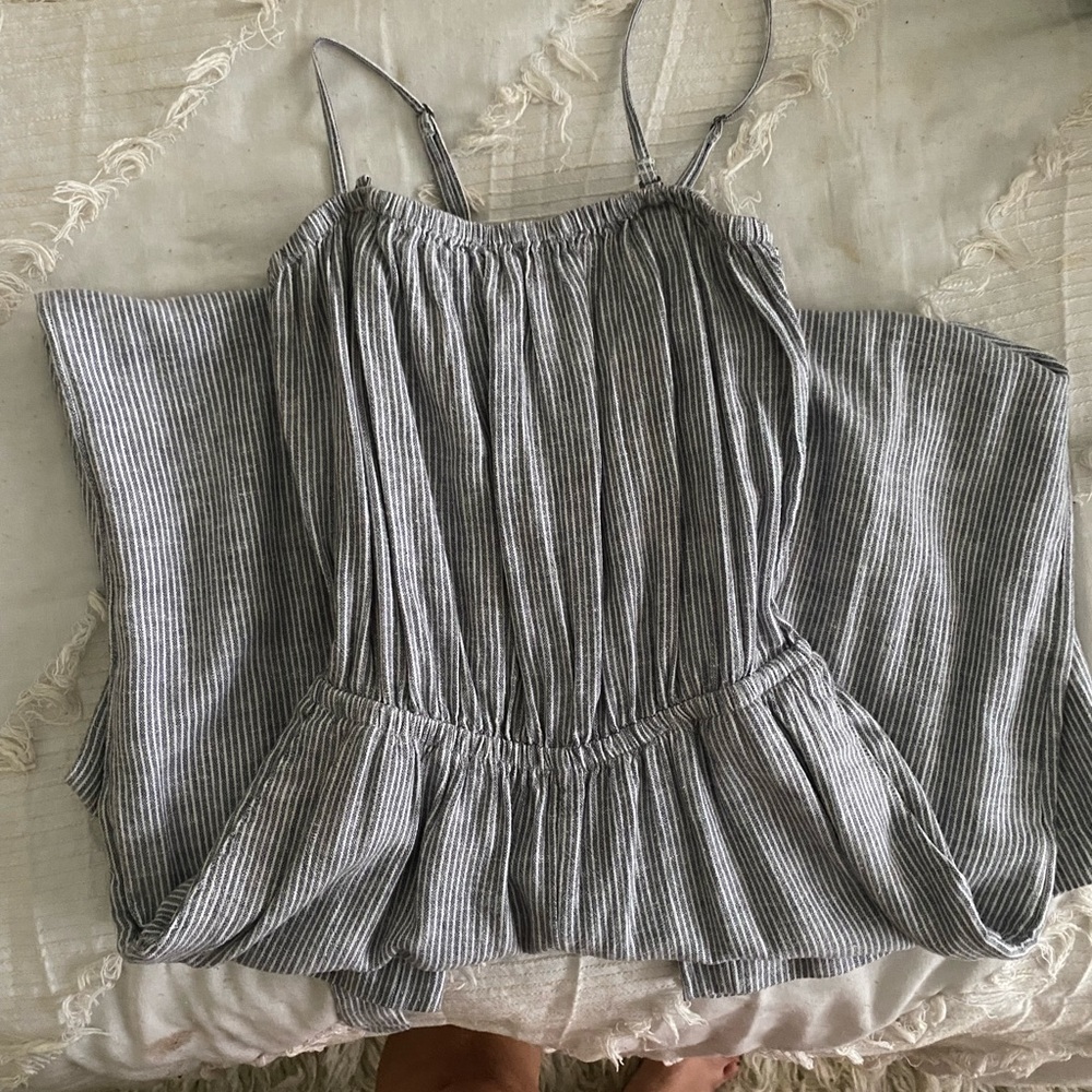 A&F Blue striped wide-legged romper